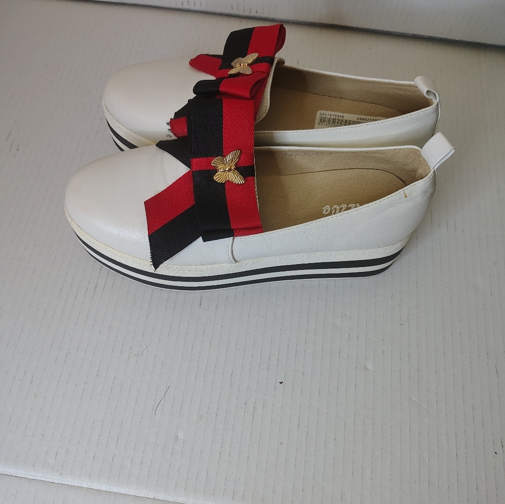 Pazzo Women's Slip-On Loafers with Bow In Red And Black Size 8